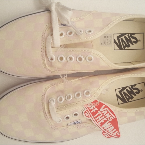 Vans Women's Pink and Cream Checkered Sneakers - Picture 1 of 7